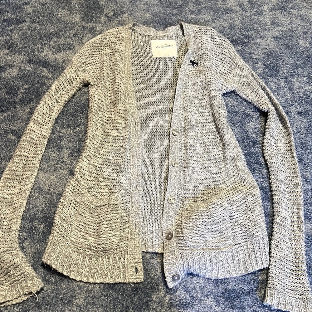 Grey Abercrombie Knit Cardigan